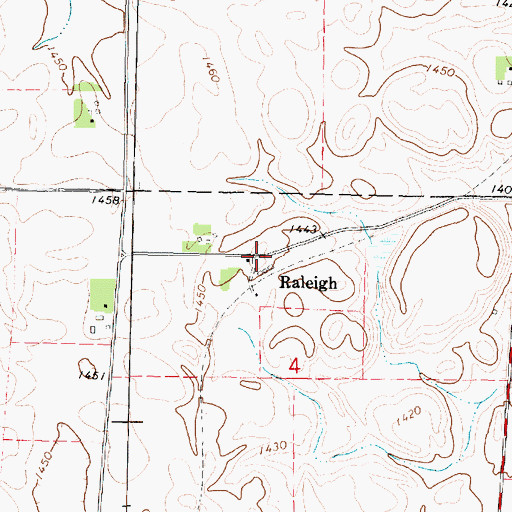 Topographic Map of Raleigh (historical), IA