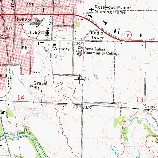 Topographic Map of Laker High School, IA