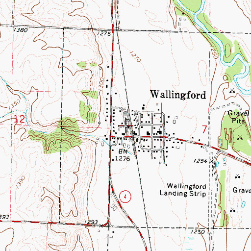 Topographic Map of Wallingford, IA