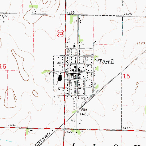 Topographic Map of Terril Public Library, IA