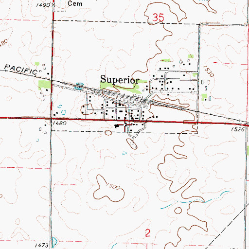 Topographic Map of Superior Public Library, IA
