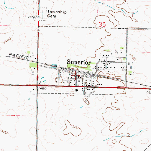 Topographic Map of Superior, IA