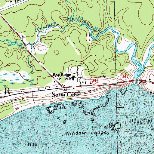 Topographic Map of Bay Ridge Elementary School, ME