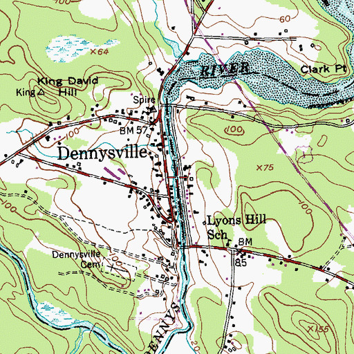 Topographic Map of Dennysville Historic District, ME