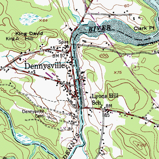 Topographic Map of Dennysville Post Office, ME