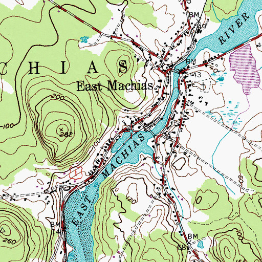 Topographic Map of East Machias Post Office, ME