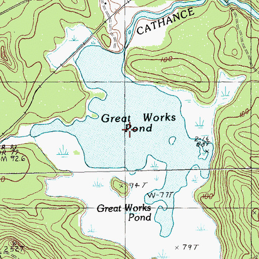 Topographic Map of Great Works Wildlife Management Area, ME