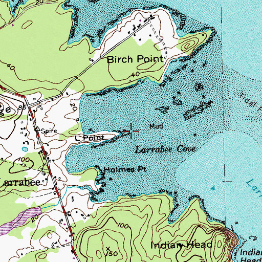 Topographic Map of L Point, ME