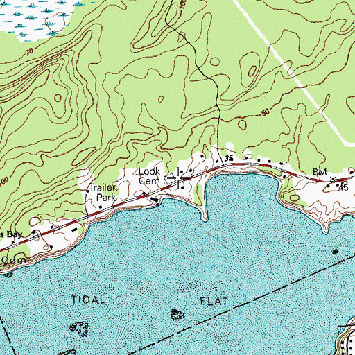 Topographic Map of Look Cemetery, ME