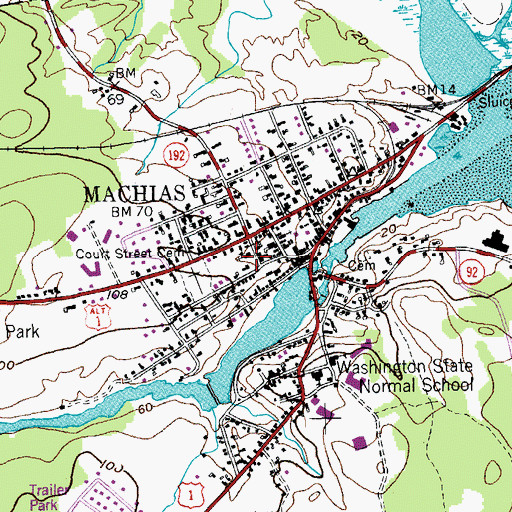 Topographic Map of Machias Valley Baptist Church, ME
