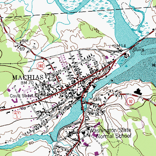 Topographic Map of Washington County Jail, ME