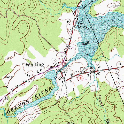 Topographic Map of Whiting Village School, ME