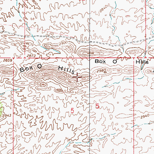 Topographic Map of Box O Hills, AZ