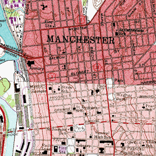 Topographic Map of Amoskeag Presbyterian Church, NH