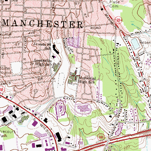Topographic Map of Manchester Memorial High School, NH