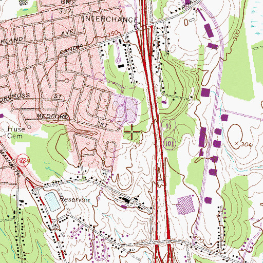 Topographic Map of Medford Park, NH