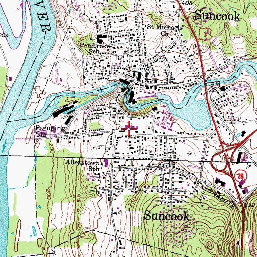 Topographic Map of Armand R Dupont School, NH