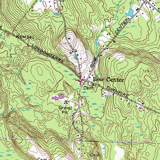 Topographic Map of Bow Center School, NH