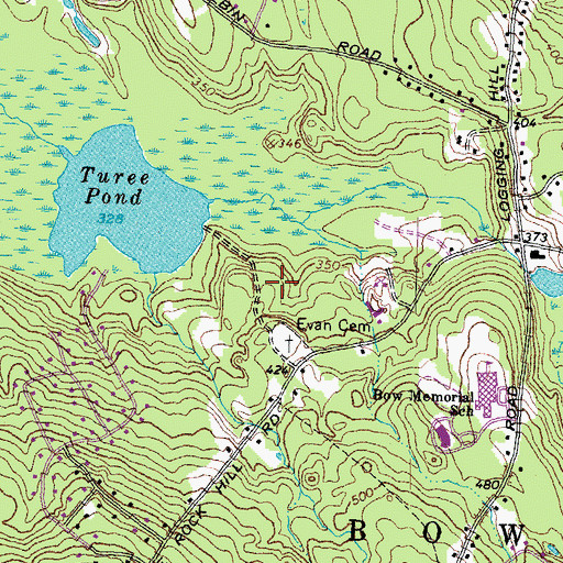 Topographic Map of Bow High School, NH