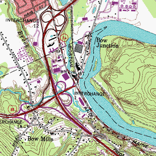 Topographic Map of Bow Plaza Shopping Center, NH