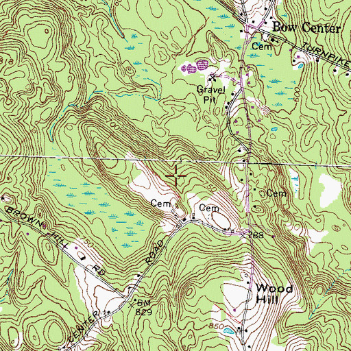 Topographic Map of Brown Hill Cemetery, NH