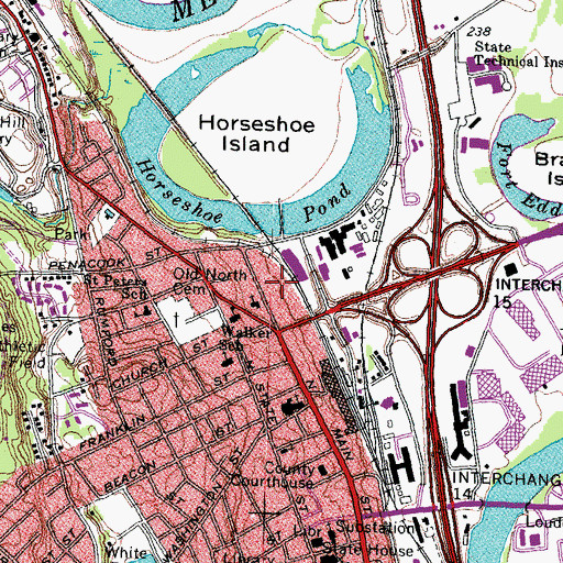 Topographic Map of Concord Historic District, NH