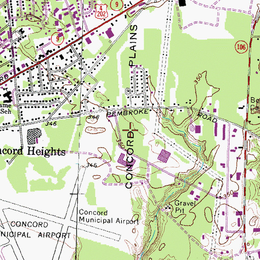 Topographic Map of Franklin Pierce University at Concord, NH