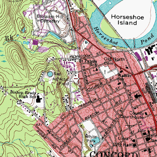 Topographic Map of Grappone Park, NH