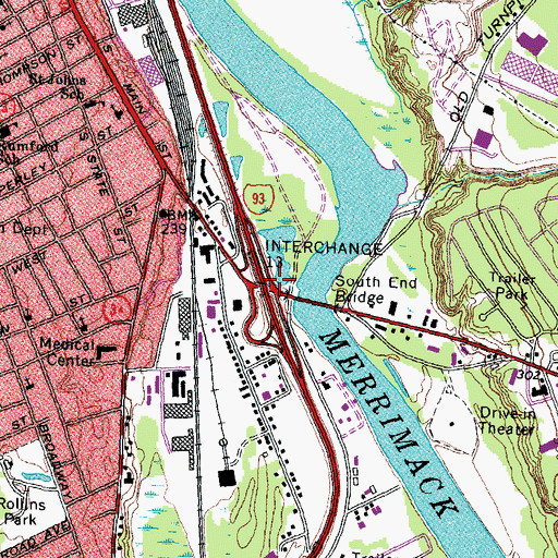 Topographic Map of Interchange 13, NH