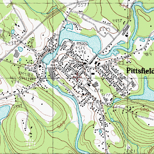 Topographic Map of Pittsfield Center Historic District, NH