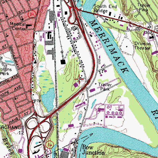 Topographic Map of Reed Playground, NH