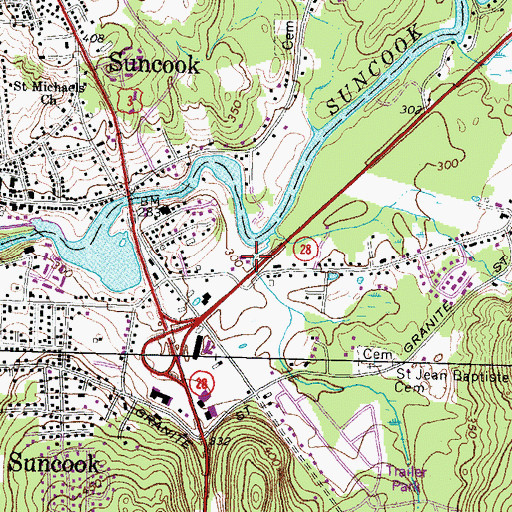 Topographic Map of Sunrise Baptist Church, NH