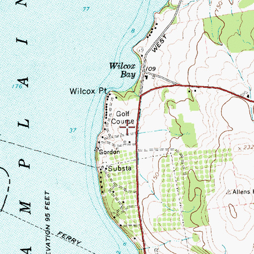 Topographic Map of Wilcox Cove Golf Course, VT