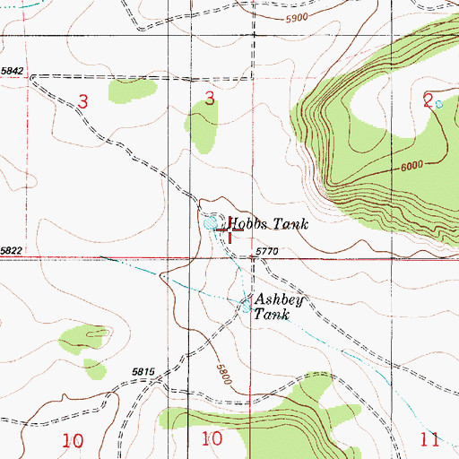 Topographic Map of Hobbs Tank, NM