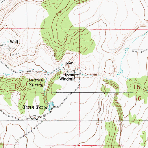 Topographic Map of Lizzard Windmill, NM