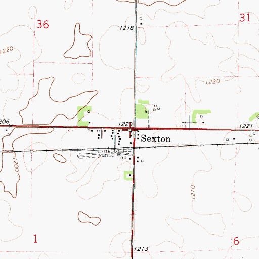 Topographic Map of Sexton Post Office (historical), IA
