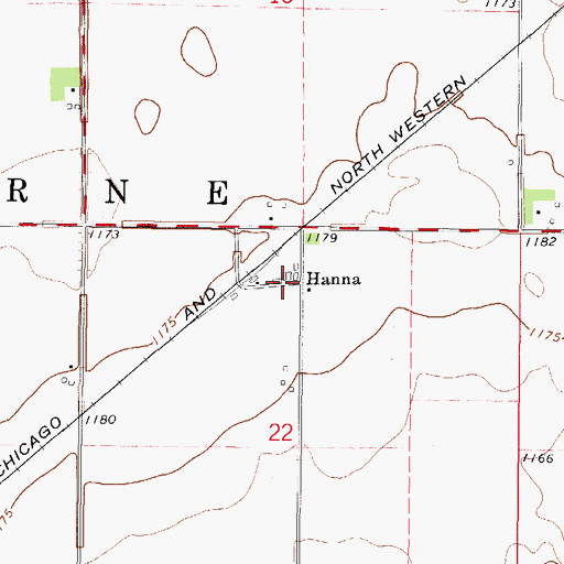 Topographic Map of Hanna Post Office (historical), IA