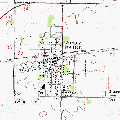 Topographic Map of Wesley Medical Clinic, IA