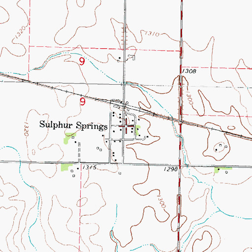 Topographic Map of Sulphur Springs Post Office (historical), IA