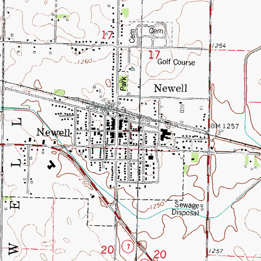 Topographic Map of Newell Public Library, IA