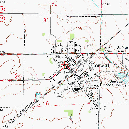 Topographic Map of Corwith Town Hall, IA