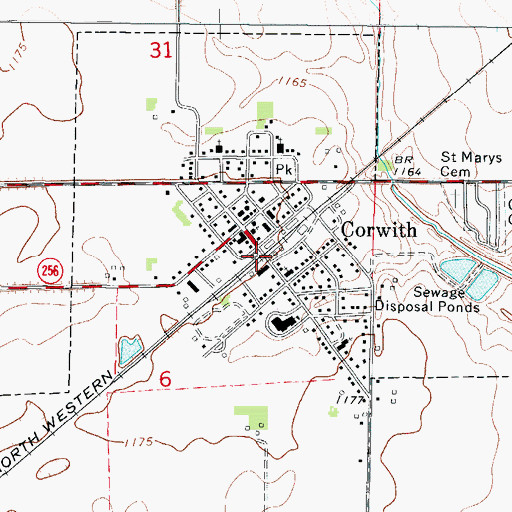 Topographic Map of Corwith (historical), IA