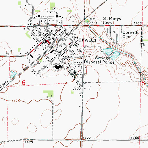 Topographic Map of Saint Johns Lutheran Church, IA