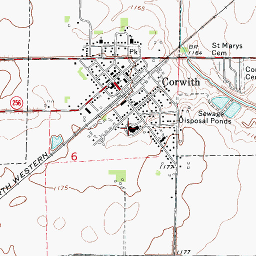 Topographic Map of Corwith - Wesley High School, IA