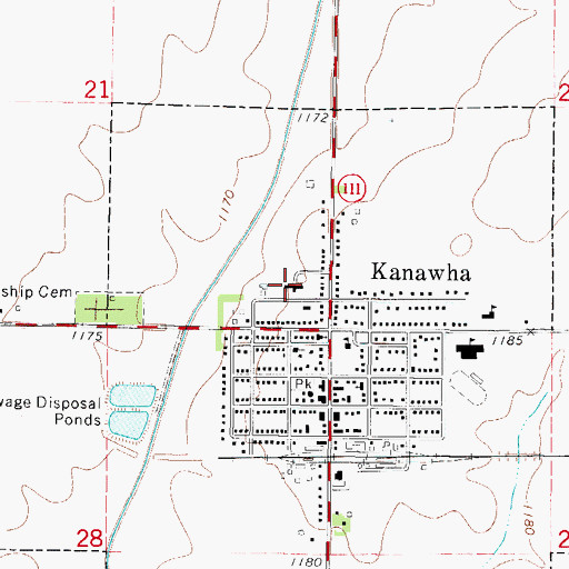 Topographic Map of Kanawha Community Nursing Home, IA