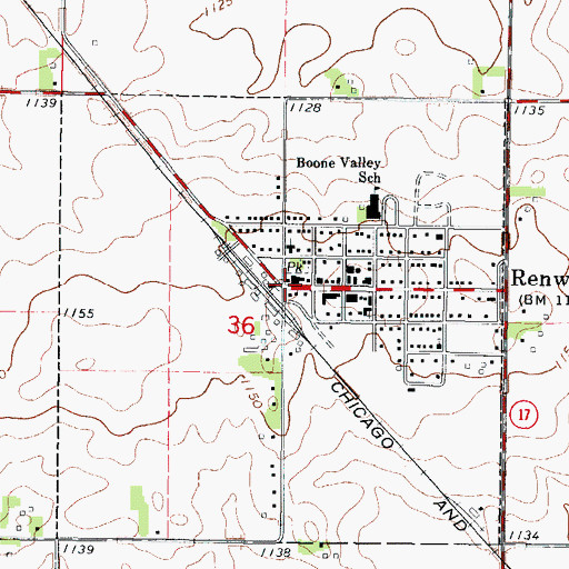 Topographic Map of Renwick Post Office, IA