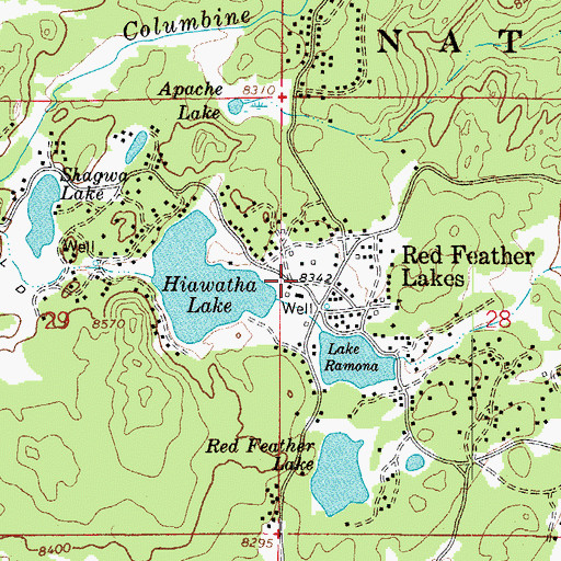 Topographic Map of Red Feather Lakes Post Office (historical), CO