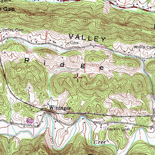 Topographic Map of District 1, VA