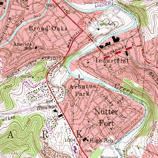 Topographic Map of Suburban District (historical), WV