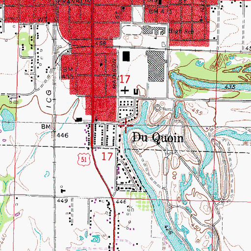 Topographic Map of Du Quoin Number 3 Election Precinct, IL